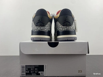 Cement Jordan SoftTouch Retro 3 3832 Black CK9246- Gold 1029